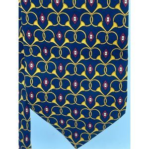 Paolo‎ Gucci Tie Silk Men Blue Gold Horns